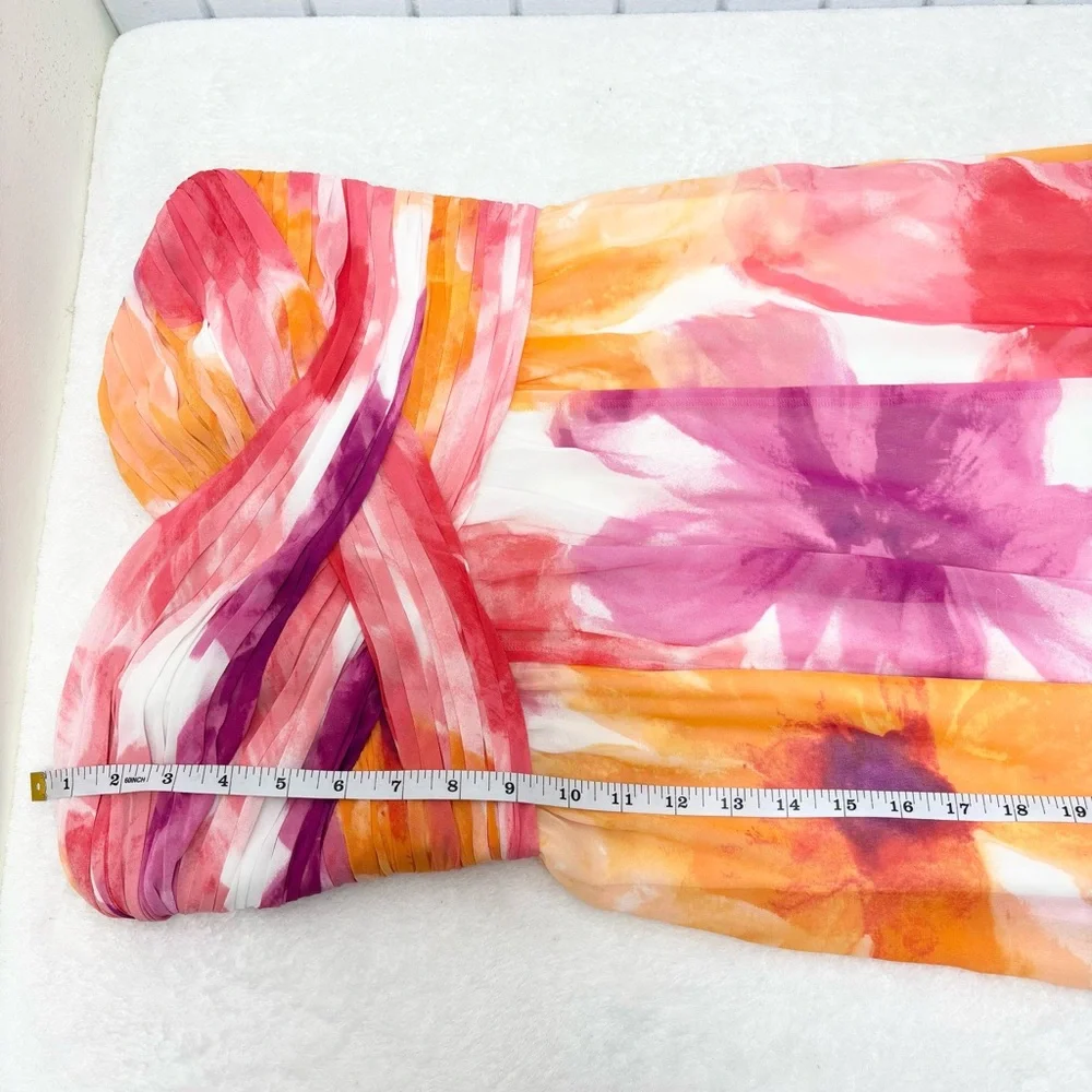 Ralph Lauren Evening Floral Maxi strapless  Dress in Pink and Orange Size 2